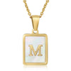 Simple Style Letter Stainless Steel Titanium Steel Plating Inlay Shell 18k Gold Plated Pendant Necklace