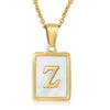 Simple Style Letter Stainless Steel Titanium Steel Plating Inlay Shell 18k Gold Plated Pendant Necklace