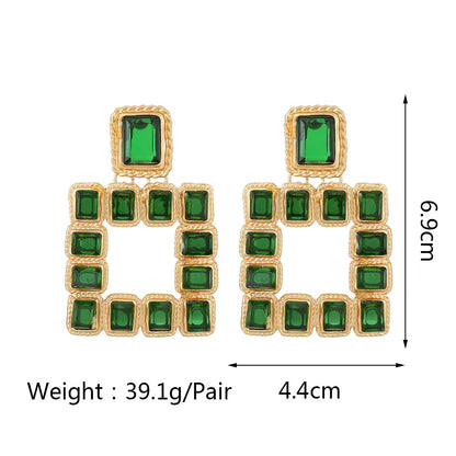 1 Pair Fashion Flower Metal Plating Inlay Artificial Gemstones Women's Drop Earrings