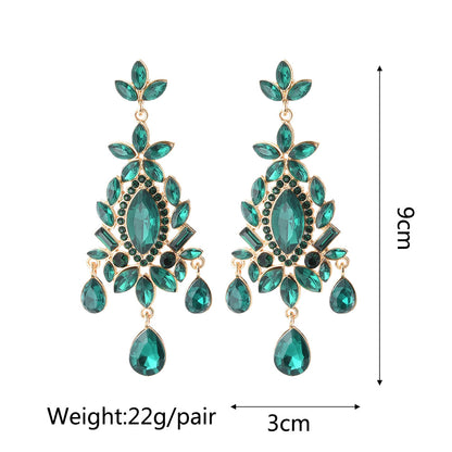 1 Pair Fashion Flower Metal Plating Inlay Artificial Gemstones Women's Drop Earrings