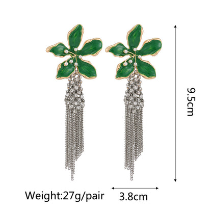 1 Pair Fashion Flower Metal Plating Inlay Artificial Gemstones Women's Drop Earrings