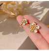 1 Pair Retro Heart Shape Flower Alloy Plating Artificial Pearls Rhinestones Women's Drop Earrings