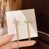 Fashion Flower Bow Knot Copper Inlay Artificial Pearls Zircon Drop Earrings 1 Pair