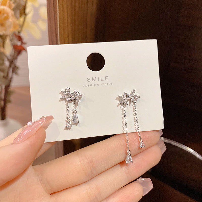 Fashion Flower Bow Knot Copper Inlay Artificial Pearls Zircon Drop Earrings 1 Pair