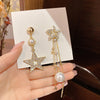 Fashion Flower Bow Knot Copper Inlay Artificial Pearls Zircon Drop Earrings 1 Pair