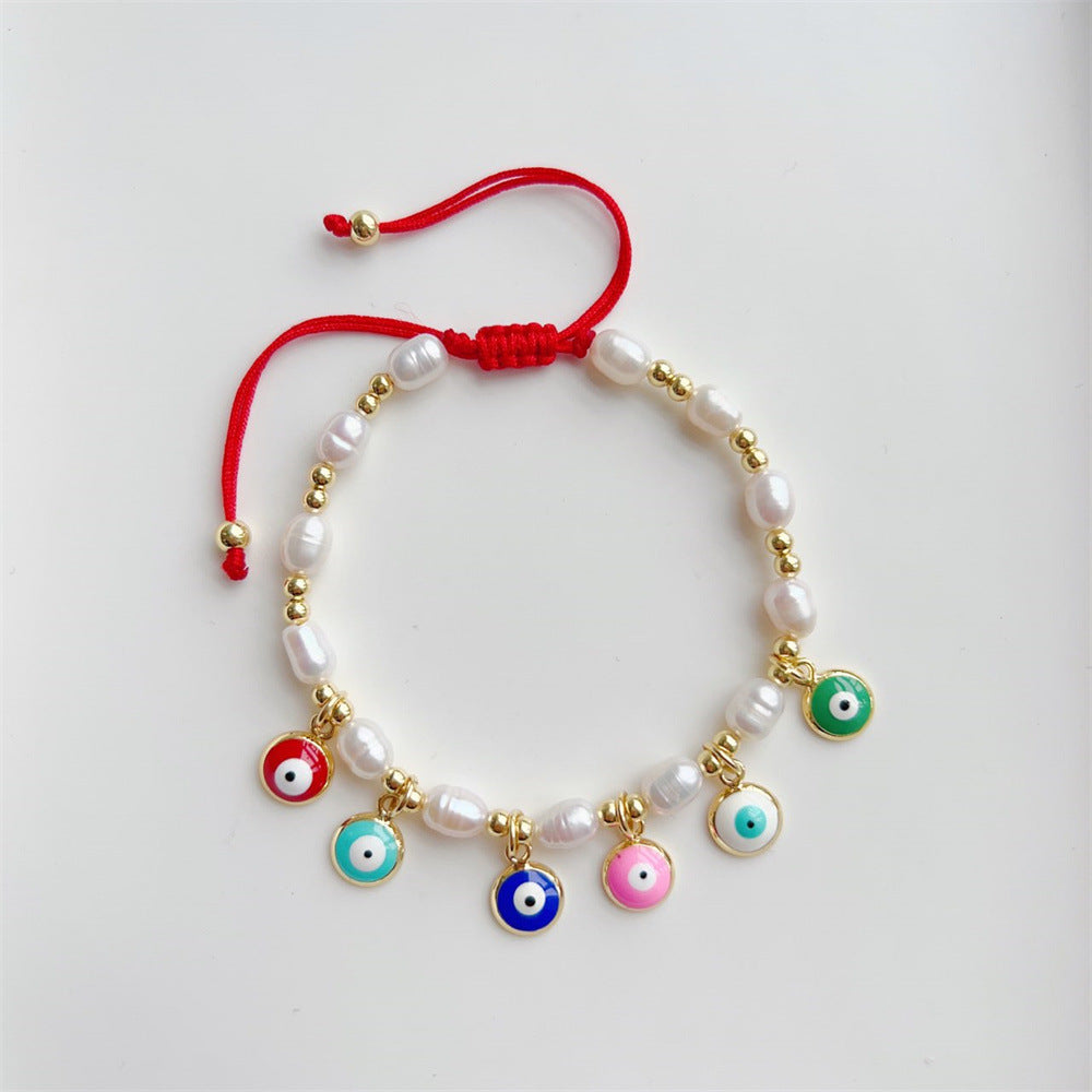 Fashion Eye Pearl Enamel Bracelets 1 Piece