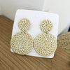 1 Pair Fashion Triangle Round Moon Wood Straw Copper Inlaid Acrylic Women's Earrings