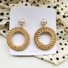 1 Pair Fashion Triangle Round Moon Wood Straw Copper Inlaid Acrylic Women's Earrings