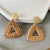 1 Pair Fashion Triangle Round Moon Wood Straw Copper Inlaid Acrylic Women's Earrings