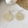 1 Pair Fashion Triangle Round Moon Wood Straw Copper Inlaid Acrylic Women's Earrings