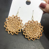 1 Pair Fashion Triangle Round Moon Wood Straw Copper Inlaid Acrylic Women's Earrings