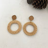 1 Pair Fashion Triangle Round Moon Wood Straw Copper Inlaid Acrylic Women's Earrings