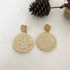 1 Pair Fashion Triangle Round Moon Wood Straw Copper Inlaid Acrylic Women's Earrings