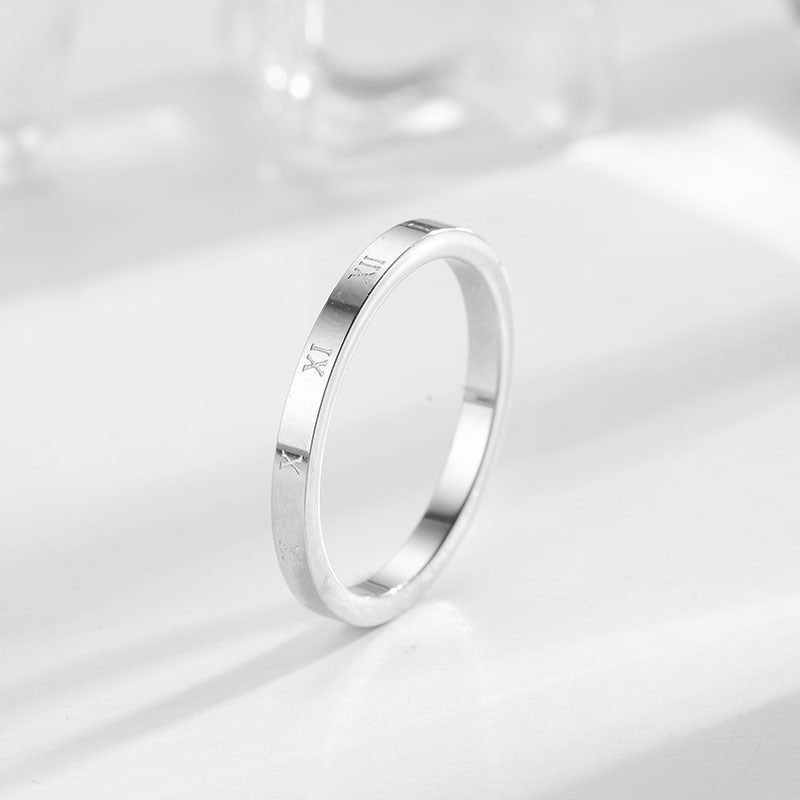 Simple Style Solid Color Titanium Steel Polishing Rings