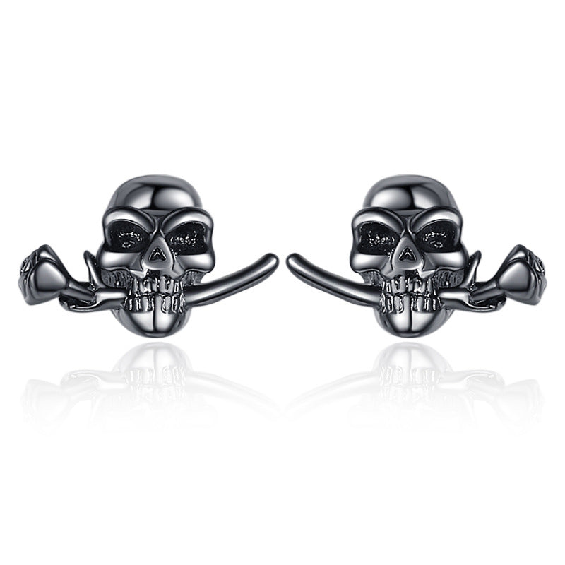 Hip-hop Rose Skull Copper Plating Women's Rings Earrings Necklace