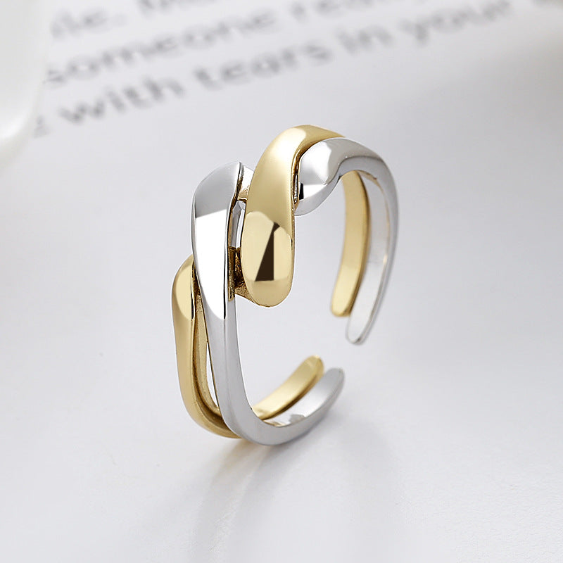 Fashion Twist Copper Plating Open Ring 2 Pieces