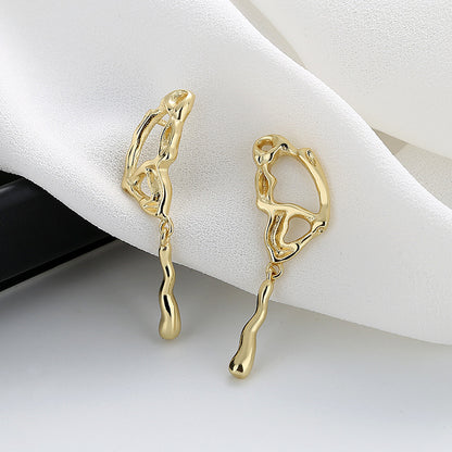 Fashion Water Droplets Copper Plating Drop Earrings Ear Studs 1 Pair