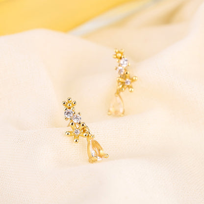 Fashion Water Droplets Copper Inlay Zircon Drop Earrings 1 Pair