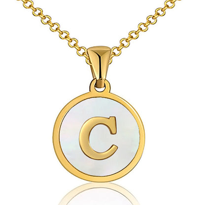 Fashion Letter Stainless Steel Plating Shell Pendant Necklace