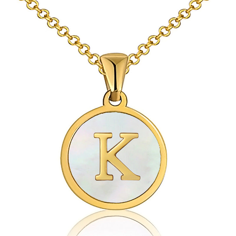 Fashion Letter Stainless Steel Plating Shell Pendant Necklace