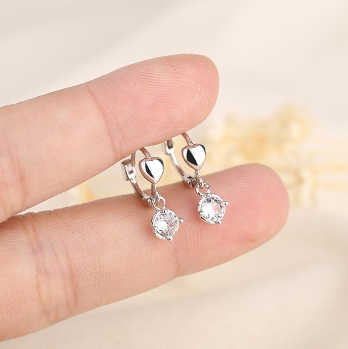 Fashion Heart Shape Copper Plating Zircon Earrings 1 Pair