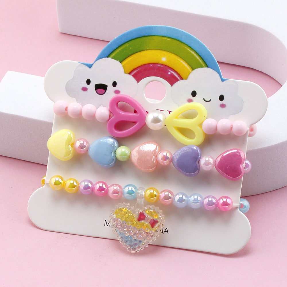 1 Set Fashion Heart Shape Plastic Resin Kid's Bracelets