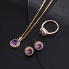 3 Pieces Fashion Round Titanium Steel Copper Inlay Zircon Women's Jewelry Set