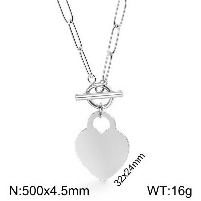 Fashion Star Heart Shape Titanium Steel Plating Pendant Necklace 1 Piece