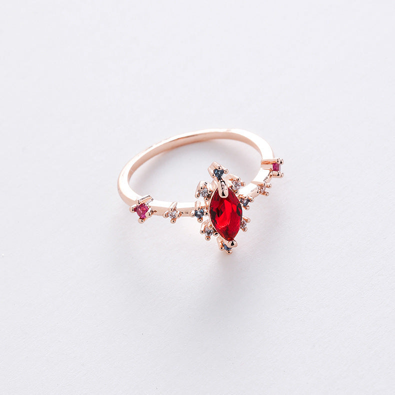 Fashion Heart Shape Copper Plating Inlay Zircon Rings 1 Piece