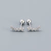 Fashion Irregular Sterling Silver Inlay Rhinestones Ear Studs 1 Pair