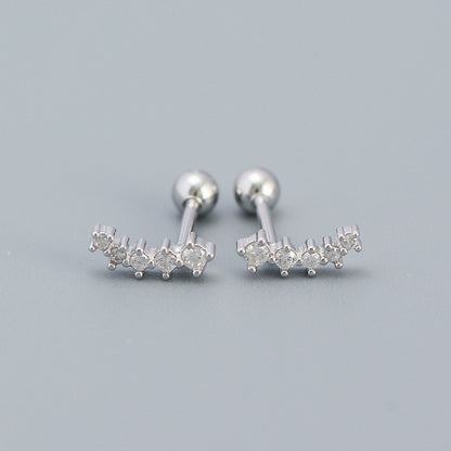 Fashion Irregular Sterling Silver Inlay Rhinestones Ear Studs 1 Pair