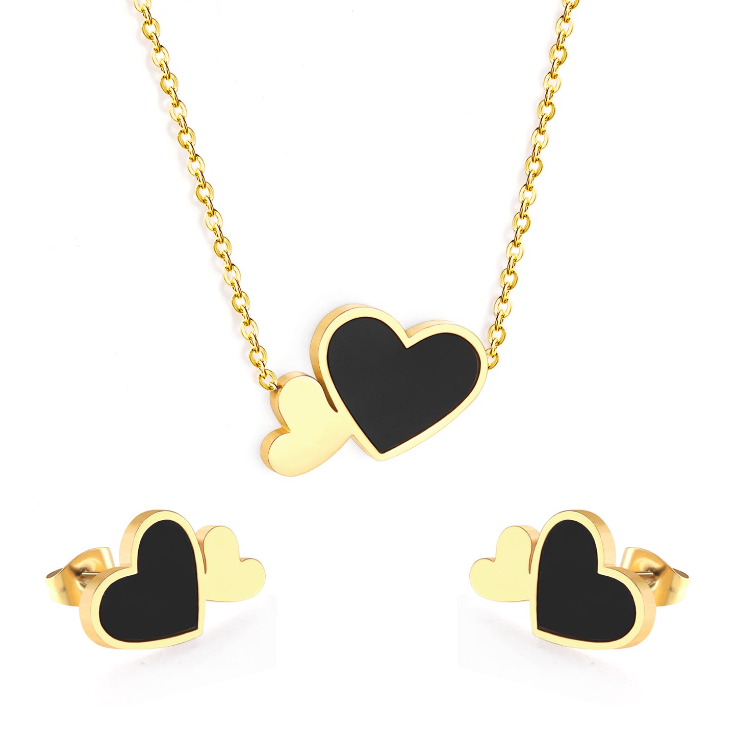 2 Pieces Fashion Heart Shape Stainless Steel Shell Plating Women's Jewelry Set