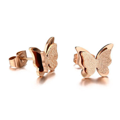 Simple Style Butterfly Titanium Steel Plating Jewelry Set