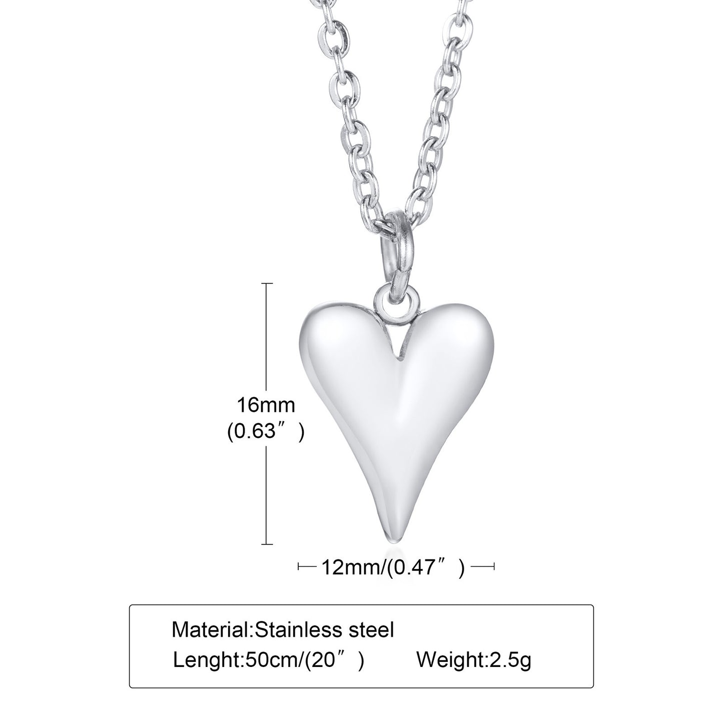 Simple Style Heart Shape Stainless Steel Titanium Steel Plating Pendant Necklace 1 Piece