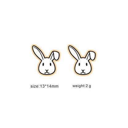 1 Pair Cartoon Style Animal Wood Easter Women's Girl's Ear Studs