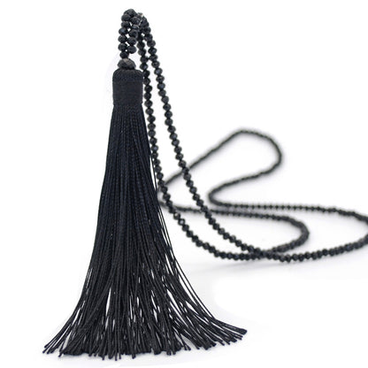 Fashion Solid Color Silk Thread Tassel Silk Thread Beaded Women's Sweater Chain