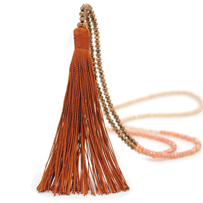 Fashion Solid Color Silk Thread Tassel Silk Thread Beaded Women's Sweater Chain