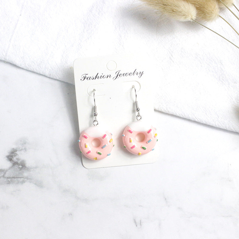 1 Pair Cartoon Style Donuts Plastic Resin Women's Drop Earrings