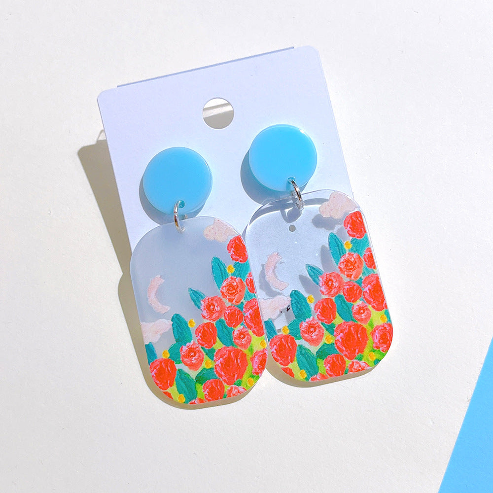 1 Pair Fashion Flower Arylic Women's Drop Earrings