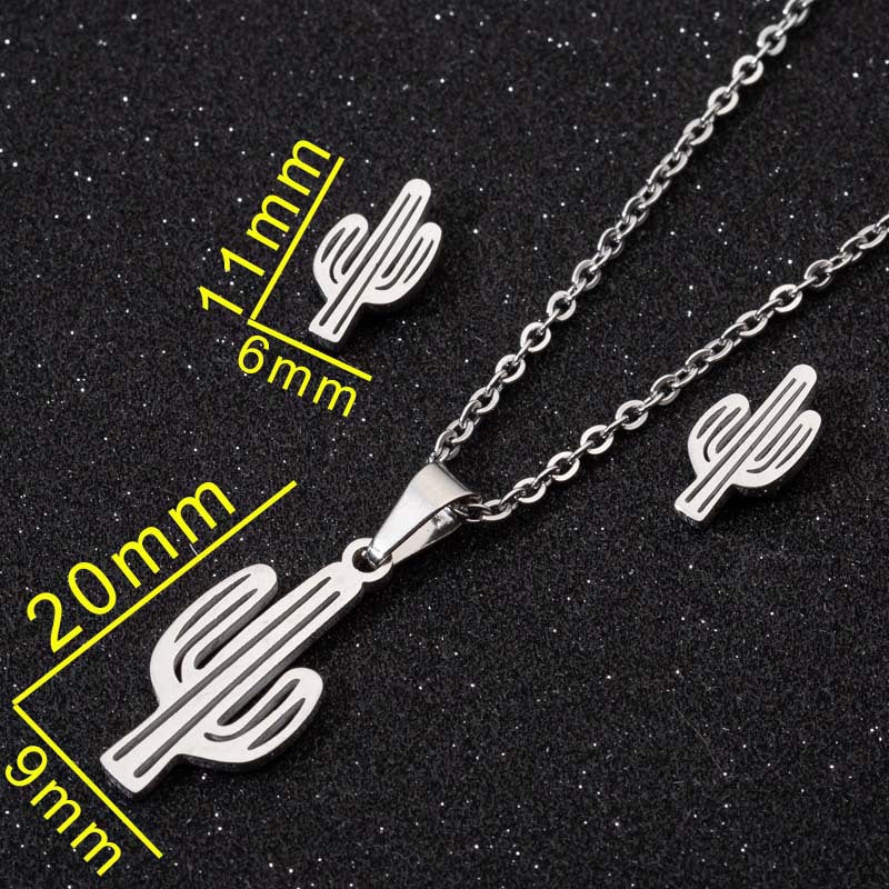 1 Set Fashion Geometric Titanium Steel Plating Earrings Necklace