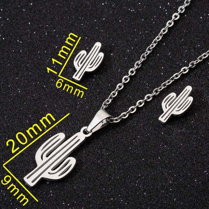 1 Set Fashion Geometric Titanium Steel Plating Earrings Necklace