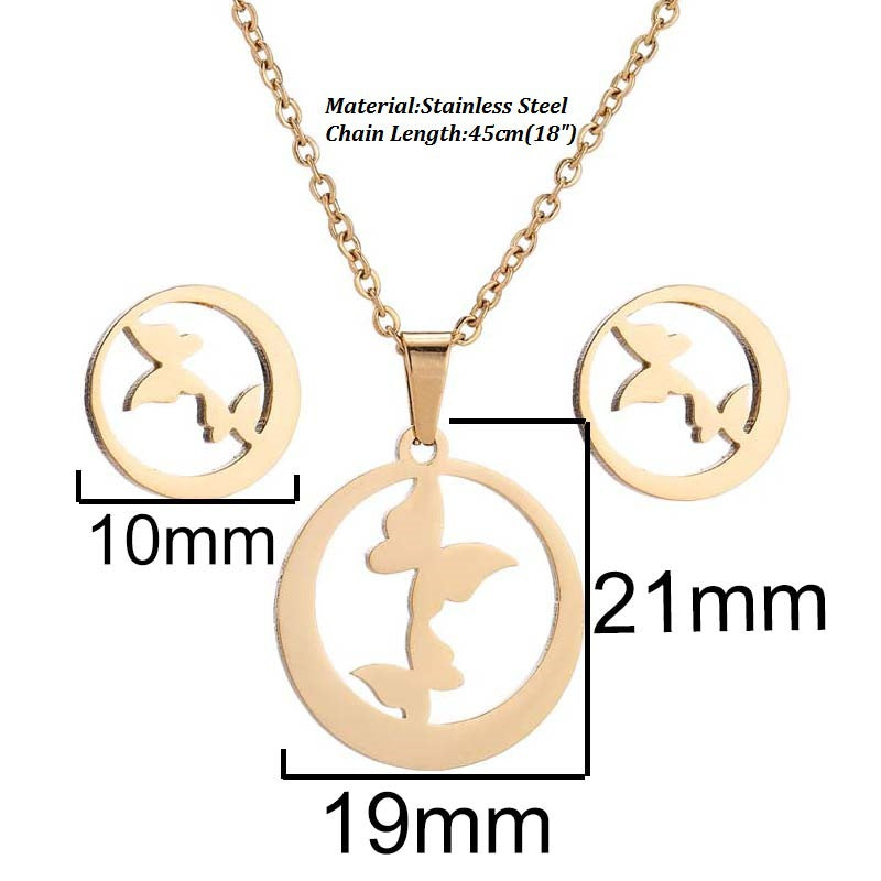 1 Set Fashion Geometric Titanium Steel Plating Earrings Necklace