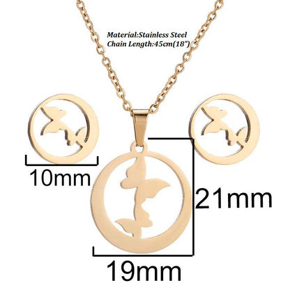 1 Set Fashion Geometric Titanium Steel Plating Earrings Necklace