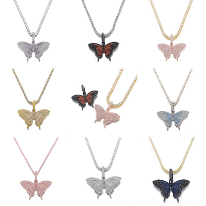 1 Piece Fashion Butterfly Alloy Inlay Zircon Pendant Necklace