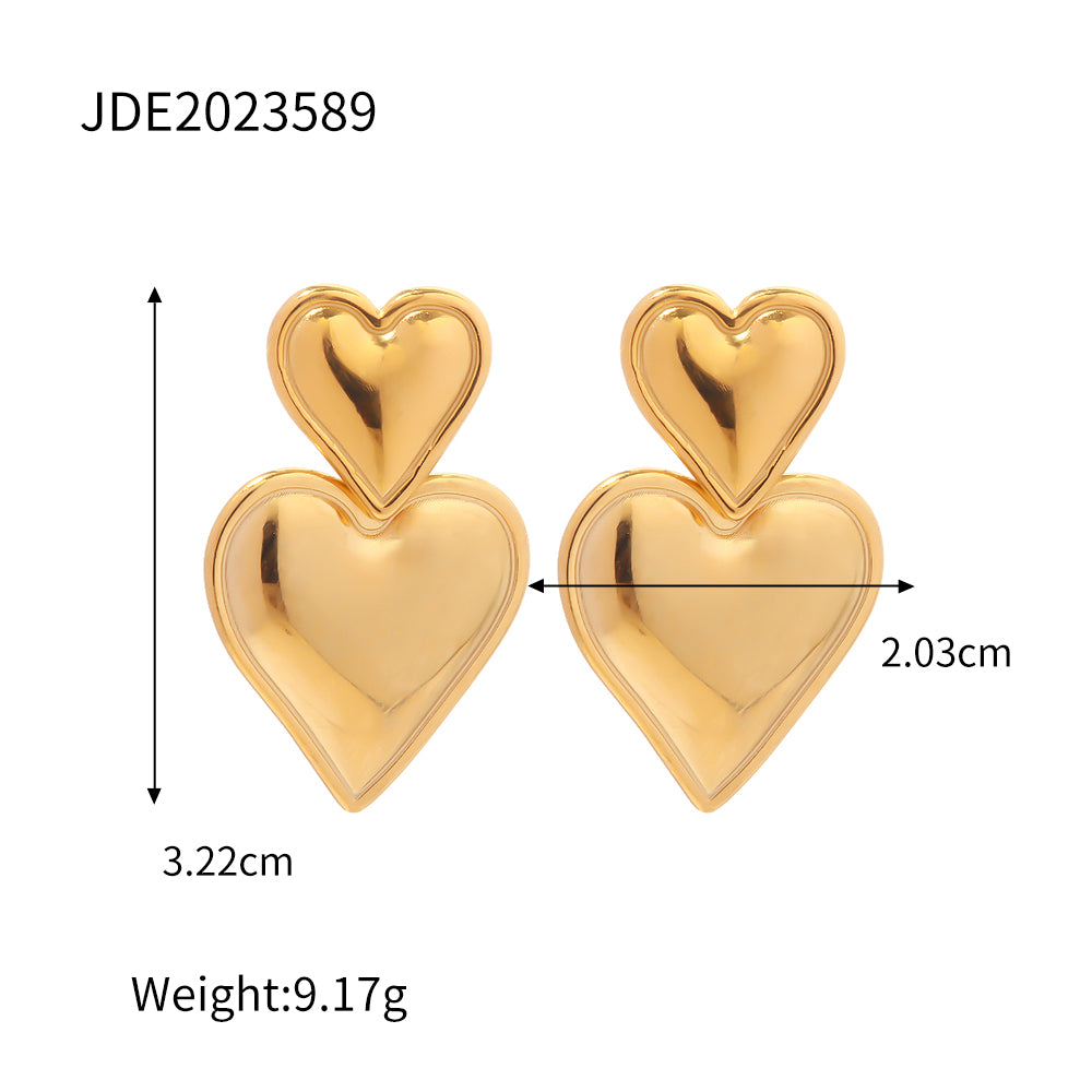 Simple Style Heart Shape Stainless Steel Plating Drop Earrings 1 Pair