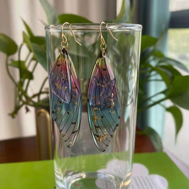 1 Pair Simple Style Wings Copper Epoxy Women'S Drop Earrings