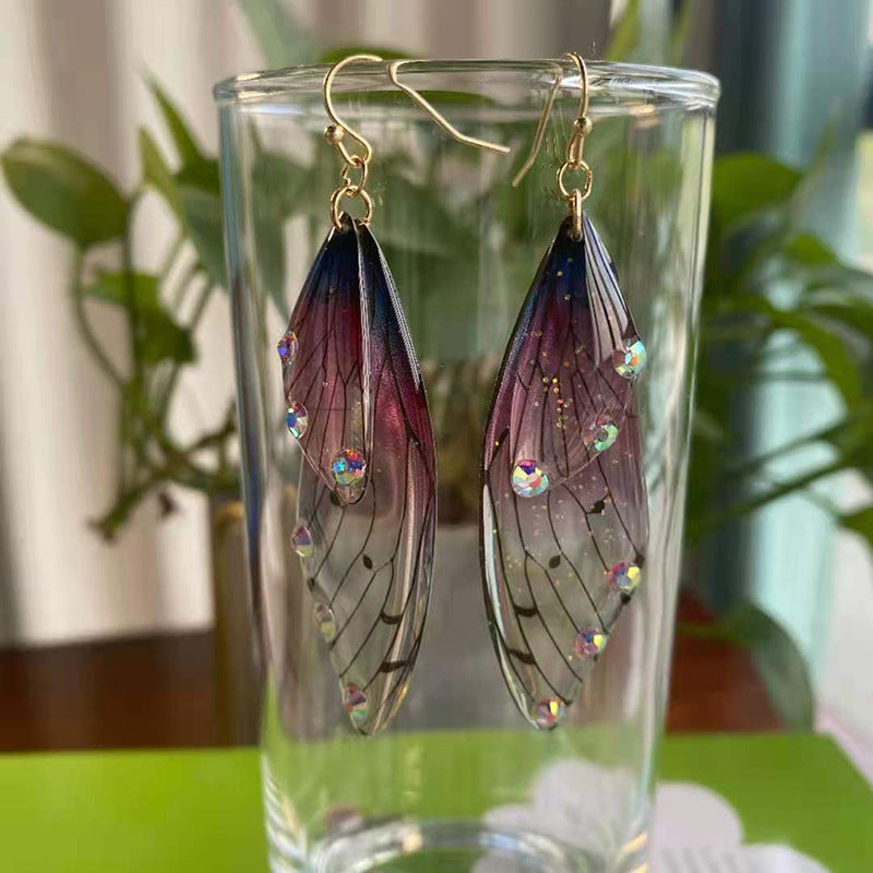 1 Pair Simple Style Wings Copper Epoxy Women'S Drop Earrings