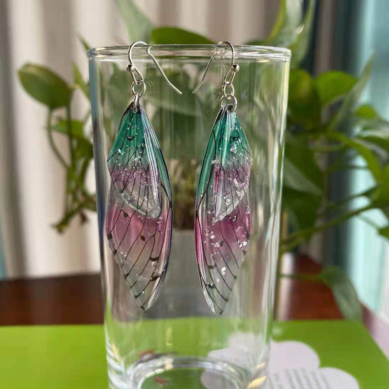 1 Pair Simple Style Wings Copper Epoxy Women'S Drop Earrings