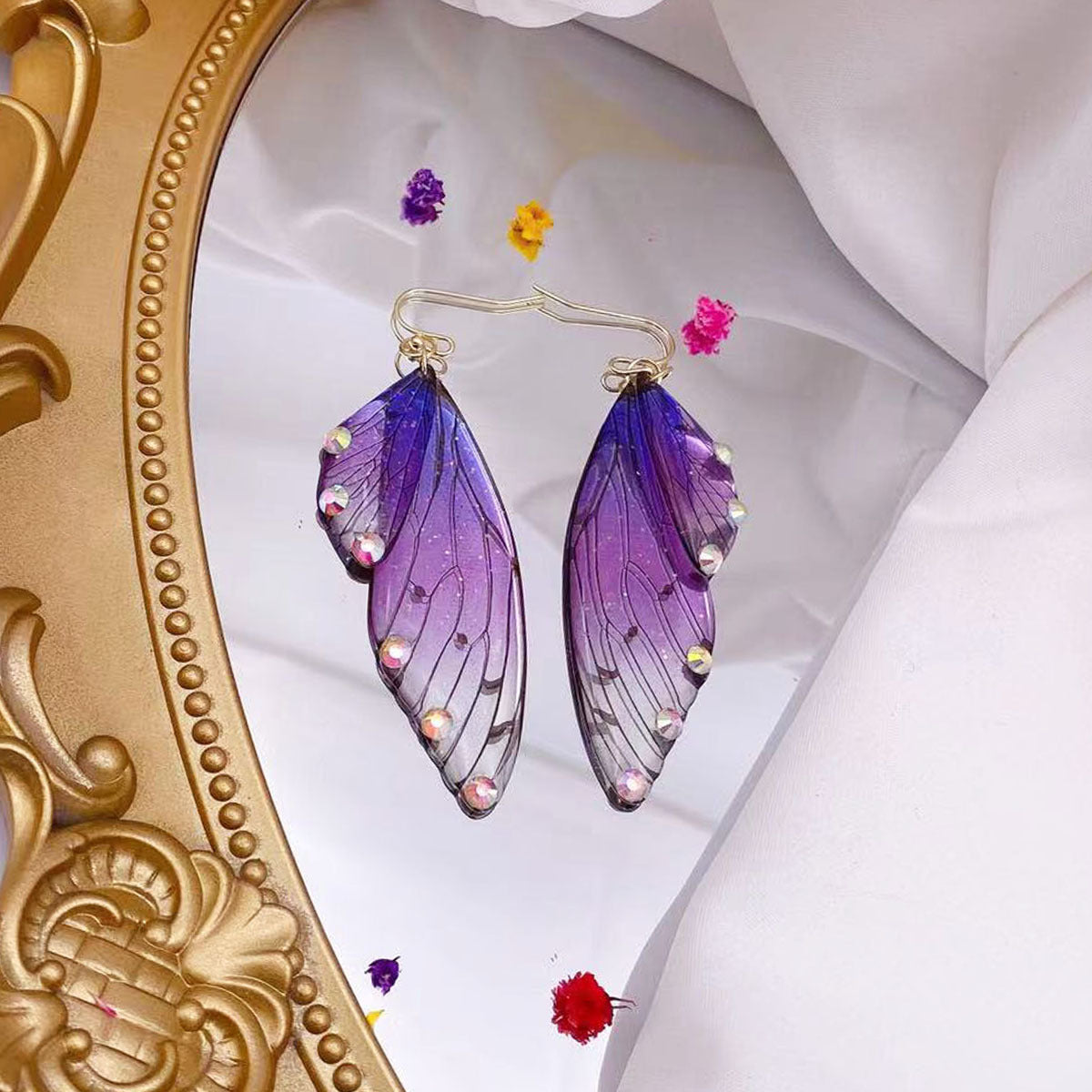 1 Pair Simple Style Wings Copper Epoxy Women'S Drop Earrings