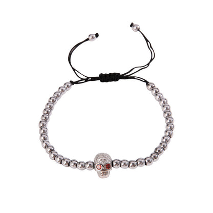 Fashion Skull Haematite Plating Bracelets 1 Piece